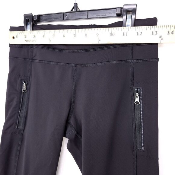 Lululemon Crop Leggings Mesh Side Panel Capri Women's Size 6 Zip Front Pockets - Picture 6 of 13